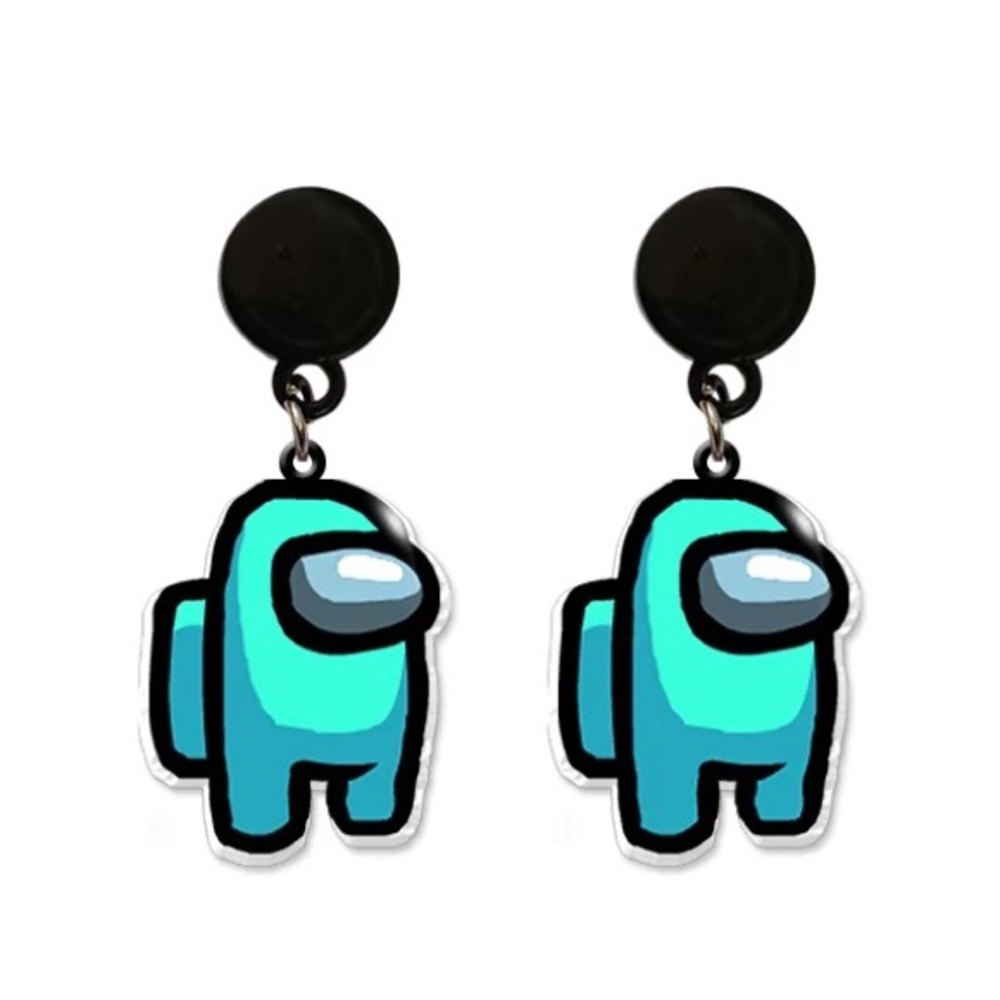 Among Us: earrings... cyan lookin Sus AF